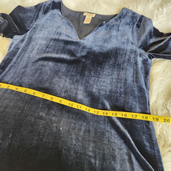 Sundance Velvet Silk Dress Women Small Olivia Short Sleeve Shift Midnight Blue‎ - Picture 10 of 16